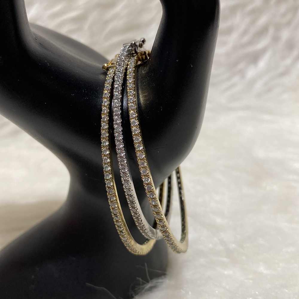 Cubic Zirconia Stackable Hinge Bangle Bracelets - image 4